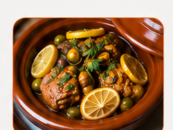 Tajine de poulet au citron confit et aux olives